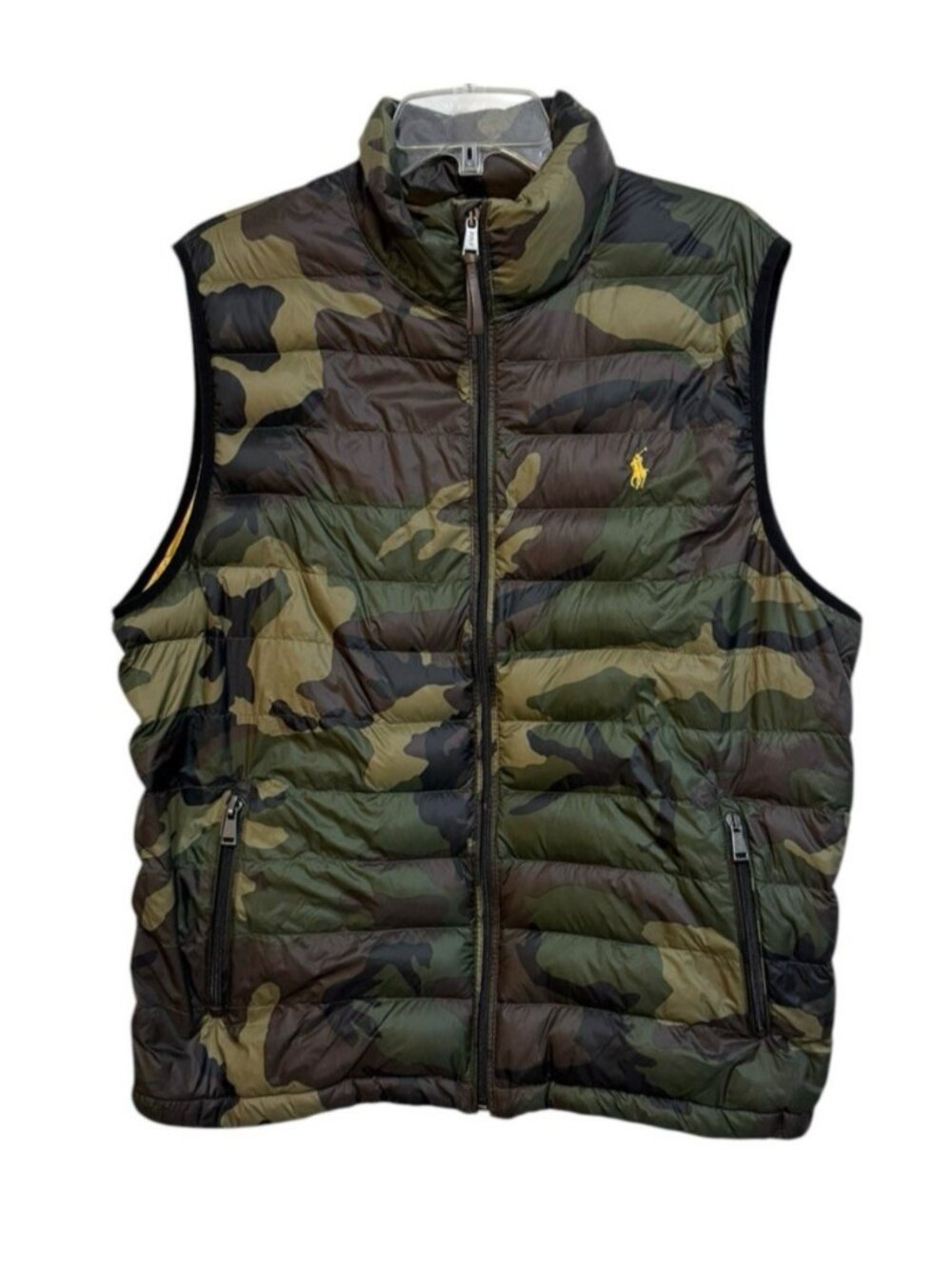 Polo Ralph Lauren Vest Men Large Green Camo Down Puffer Jacket Lightweight